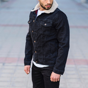 Chaqueta Vaquera de Mezclilla para Hombre al por Mayor con Peluche en Color Negro, Chaqueta Vaquera, Chaqueta de Mezclilla para Hombre, Logotipo Personalizado, 98% Algodón, 2% Elastano - Product Image 2