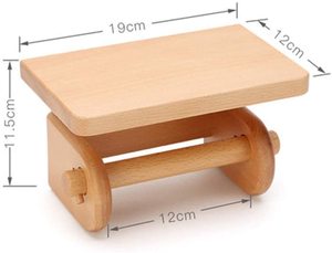 Soporte de papel higiénico de madera para el hogar, accesorio Premium de montaje en la pared, soporte de papel higiénico con estante, espacio para toalla - Product Image 4
