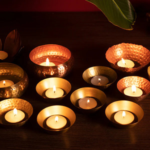<b>Hammered</b> Design Tea Light Candle Holder Home Decoration Diwali Diya Indian Wedding Tealight Return Gifts Candle Holder - Product Image 1