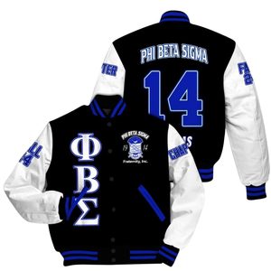 Phi Beta Sigma แจ็คเก็ต1914โรงเรียนพี่น้องอักษรสีฟ้าขาวกรีกชีวิต chenille Patch แจ็คเก็ตสไตล์คลาสสิกวิทยาลัย - Product Image 1