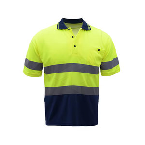 Polo de sécurité haute visibilité personnalisé à manches courtes avec bande réfléchissante, chemises de travail bicolores, vêtements de travail de construction haute visibilité - Product Image 2