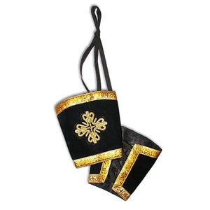 Regalia Lodge Craft Officers Regalia Cuffs Gauntlets Masonic Regalia Gauntlet Cuff con flecos plateados Puños bordados personalizados - Product Image 4