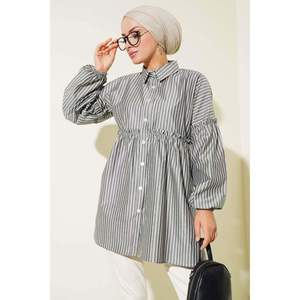 Chemise Cheville Élastique Rayée Noir - Product Image 3