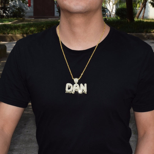 สร้อยคอจี้เพชรโมอิสแท้สำหรับผู้ชายเครื่องประดับจี้แบบสั่งทำสำหรับผู้ชายเครื่องประดับจี้เงินแท้ฮิปฮอปหยดน้ำเครื่องประดับจี้ตัวอักษร - Product Image 2