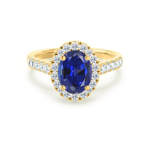 Bague ovale en saphir bleu cultivé en laboratoire, or, 8x6mm |   Bague de fiançailles minimaliste pour femme |   Vente en gros et dropshipping de bijoux - Product Image 3