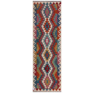 Alfombra Kilim de Maimana, Afganistán, 238 x 76 cm - Product Image 1