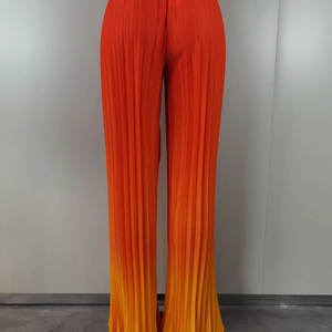 Pantalones Anchos Casuales para Mujer, con Degradado, Pliegues Sueltos, Tela Crepé Transpirable, Cintura Alta, Estilo Acampanado, Técnica Arrugada, Talla XL - Product Image 3