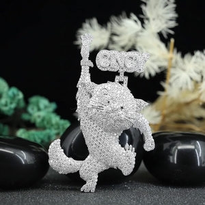 Collier pendentif animal en argent 925 serti de diamants moissanite, style urbain, hip-hop, déclaration - Product Image 3