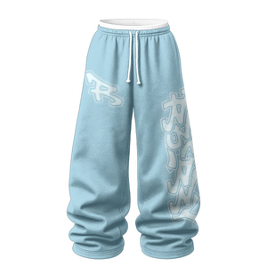 Pantalones Deportivos de Felpa de Algodón Extra Grandes al por Mayor, Personalizables, Pantalones Acampanados Desgastados - Product Image 2