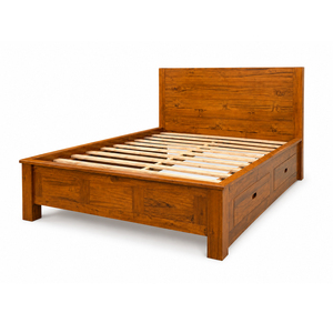 TropicaTeak Cadre de lit de rangement en teck massif artisanal, style ferme moderne, avec tiroirs de qualité supérieure, pour chambres et hôtels, vente en gros B2B - Product Image 1