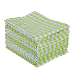 ผ้าขนหนูคอตตอนลายทางสำหรับห้องครัวผ้าคอตตอนสีเขียวแบบแห้งเร็วและยั่งยืนสำหรับใช้ในบ้านงานทอลายตาหมากรุกสีเขียว100% - Product Image 1