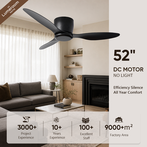 52 Inch Flush Mount <b>Ceiling</b> Fan No <b>Light</b> with <b>Remote</b>, Low Profile Quiet DC Motor Modern <b>Ceiling</b> Fan for Bedroom Living Room - Product Image 1