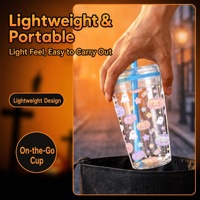 Gobelets en plastique transparent de 16 oz pour fêtes d'Halloween avec couvercle à vis, paille réutilisable, impression personnalisée, cadeaux