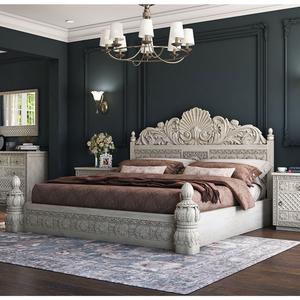 ชุดเฟอร์นิเจอร์ห้องนอนแกะสลักหรูหราสไตล์โบราณเตียงขนาดควีนไซส์ทำจากไม้ชุดห้องนอนขนาดคิงไซส์เตียงแกะสลักด้วยมือทั้งหมด - Product Image 5