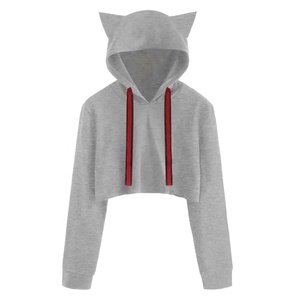 Sweat à capuche en coton pour femmes, Design de mode, Hip Hop, manches longues, pull-over court - Product Image 6