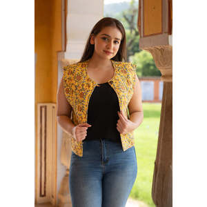 <b>Women's</b> Floral Print Puffer Vest <b>Knitted</b> <b>Waistcoat</b> with Embroidery Vintage Decoration for Spring Winter Parties Outer Wear - Product Image 3