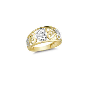 Anillos de Oro Sólido de 14K, Anillo de Bodas, Anillo de Oro para Mujer, Anillos de Pareja, Joyería de Fantasía, Corte de Diamante, Dos Tonos, Joyería de Oro de 2 Gramos - Product Image 2