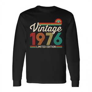 T-Shirt Vintage Edizione Limitata 1976 a Maniche Lunghe, 50 Anni, Celebrazione 50° Compleanno, T-Shirt Promozionale di Alta Qualità - Product Image 2