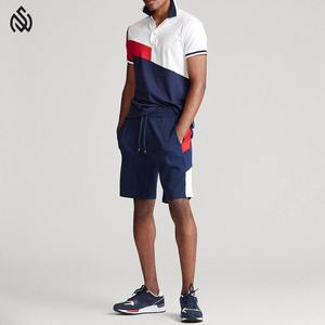 Nueva llegada de polos con pantalones cortos para correr para adultos/conjuntos de verano con parches de dos tonos para niños - Product Image 2
