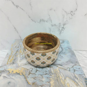 ชามข้าวทำด้วยมือทำจากไม้ที่มีลวดลายสีสันสดใสชามใส่สลัดขนมขบเคี้ยวสำหรับห้องครัวห้องอาหารและของขวัญ - Product Image 1