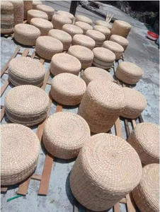 Water Hyacinth Floor <b>Cushion</b> Braided Handmade Ottoman <b>Stool</b> for Living Room Decor - Product Image 5