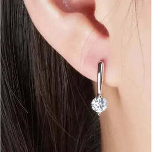 AAA+ Quality 2.14Ct Vvs-1+.Ice White Real Moissanite Diamond <b>Dangle</b> <b>Silver</b> <b>Earrings</b> Cus-Jew41 - Product Image 2