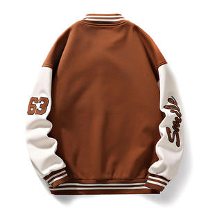 Chaqueta universitaria de alta calidad con logotipo personalizado para hombre, chaqueta con mangas de cuero y letras de béisbol a la moda para hombre, chaqueta de calle - Product Image 6