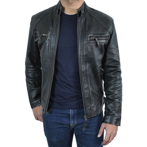 Veste en cuir pour homme de style nouveau, utilisation en extérieur, veste en cuir de qualité supérieure, veste en cuir de couleur unie - Product Image 1
