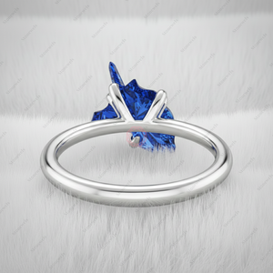 Anillo de Compromiso Solitario de Moda con Diamante Cultivado en Laboratorio de 3 Quilates, Corte Unicornio Azul Fantasía, Certificado GIA IGI, Chapado en Oro Fino de Plata 925, Regalo - Product Image 3
