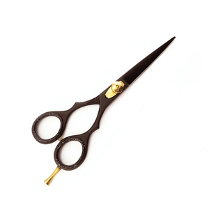 Ciseaux de coupe de cheveux de haute qualité couleur noire métal acier maison et ciseaux de Salon professionnel avec vis en or - Product Image 2