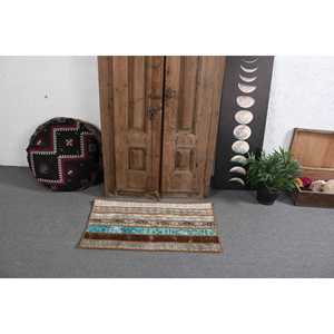 1.8x3.1 ft Rug, Turkish Rug, Vintage <b>Brown</b> <b>Wool</b> Animal Print Rug - Product Image 2