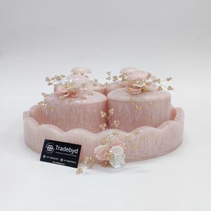 Ensemble de bocaux Radiant Pearl Pink avec des embellissements floraux délicats Conteneurs de stockage décoratifs sur un Tradebyd assorti - Product Image 3