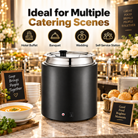 Chauffe-Plats Électrique Professionnel en Acier Inoxydable 11L pour Soupe et Aliments, Sans Eau, à Chaleur Sèche, Idéal pour Hôtels, Restaurants, Buffets et Traiteurs