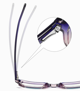 Montures <span class=keywords><strong>de</strong></span> <span class=keywords><strong>lunettes</strong></span> <span class=keywords><strong>de</strong></span> prescription hexagonales pour femmes <span class=keywords><strong>Lunettes</strong></span> à rayons bleus larges Anti-lumière bleue Bicolore Solide Original Bleu Rouge - Product Image 3