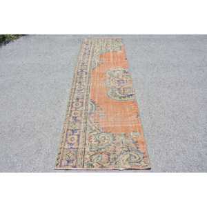 Tapis vintage, tapis turc 2,6x8,7 pieds, tapis oriental en laine orange - Product Image 1