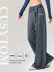 Pantalon de <span class=keywords><strong>yoga</strong></span> en modal pour femme, taille basse, jambe large, avec logo personnalisé, Softstreme, fluide, respirant, coupe décontractée, pour la danse et le Pilates - Product Image 1
