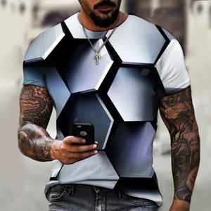 Camiseta 3D para hombre, camisetas de manga corta con cuello redondo de Hip Hop a la moda, camisetas abstractas Harajuku para hombre, camisetas de gran tamaño, ropa para hombre - Product Image 2