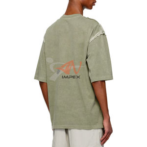 เสื้อยืดสตรีทแฟชั่นสุดฮิต สไตล์วินเทจ รับสกรีนโลโก้ เสื้อยืดผ้าฝ้ายยอดนิยม ทรงโอเวอร์ไซส์ ลวดลายย้อมสีแบบแอซิดวอช ตัดต่อผ้า - Product Image 2