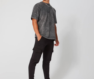 Nouveau T-shirt tricoté unisexe en coton délavé à l'acide pour homme, coupe oversize, style Hip Hop Streetwear, impression numérique, collection 2026 - Product Image 2