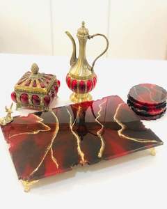 Bandeja de servicio de epoxi de resina hecha a mano CREATE, elementos esenciales de cocina únicos para el hogar, restaurante, Hotel, bandejas decorativas para servir - Product Image 3