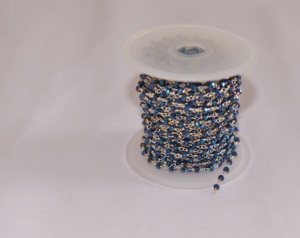 Chaîne de chapelet en perles de verre pyrite bleue plaquée argent de 3 mm, faite à la main, enveloppée de fil, pour la fabrication de bijoux, bracelets et colliers - Product Image 5