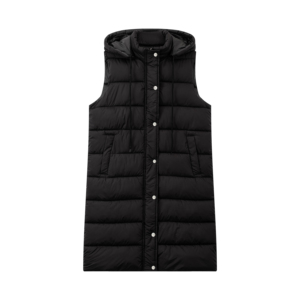 <strong>Ladies</strong> Hooded Long Puffer Vest Sleeveless Winter Jacket Warm Coat with Zipper Closure and Pockets - Product Image 1