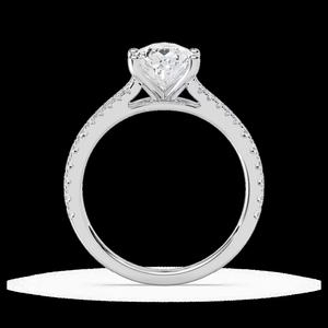 Anillo de Compromiso con Diamante Cultivado en Laboratorio de Corte Pera de 2.25 CTW, Banda Pavé con Vástago Dividido, Certificado IGI, Oro Sólido de 14K - Product Image 3