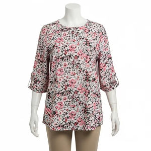 เสื้อเบลาส์แขนกลีบดอกไม้ขนาดใหญ่พิเศษสำหรับผู้หญิงผ้าโพลีเอสเตอร์เนื้อนุ่มใส่สบายน้ำหนักเบาเสื้อแฟชั่นสำหรับใส่ทำงาน - Product Image 1