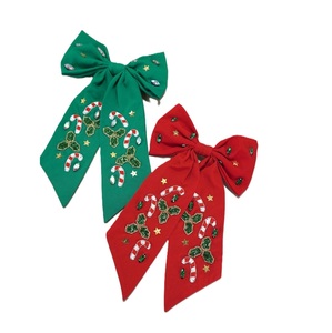 Noeud de cheveux brodé de perles de graines personnalisées pour Noël, broderie de perles de graines pour les fêtes, noeud de cheveux pour femmes - Product Image 3