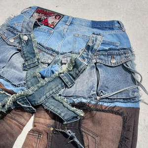 Jeans à jambes larges déchirés pour hommes taille haute 100% coton écologique respirant de haute qualité en gros - Product Image 5