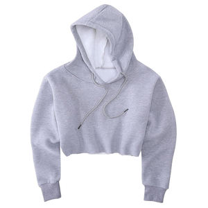 Sudadera Corta con Capucha para Mujer, Color Gris, Estilo Urbano, Invierno, Corta, con Forro Polar y Logotipo Frontal - Product Image 1