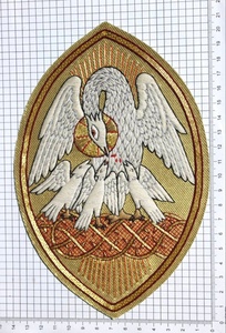 Apliques de ancla y Cruz para vestimentas católicas Terciopelo rojo con decoración de encaje bordado Tipo de insignia magnética para coser - Product Image 5