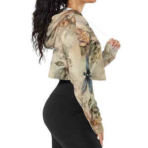 Ladies Crop Tops Hoodie Pure Cotton Confortable Style Everyday Long Sleeve Pullover Hoodie With Relaxed Fit - Product Image 4