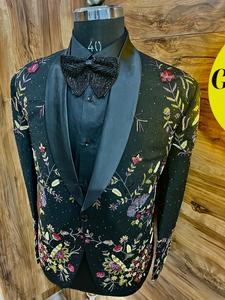 Custom Black Designer Hand Embroidered Tuxedo Traditional <b>Groom</b> Jacket Wedding Luxury <b>Mens</b> Suit Male Elegant Outfits - Product Image 3